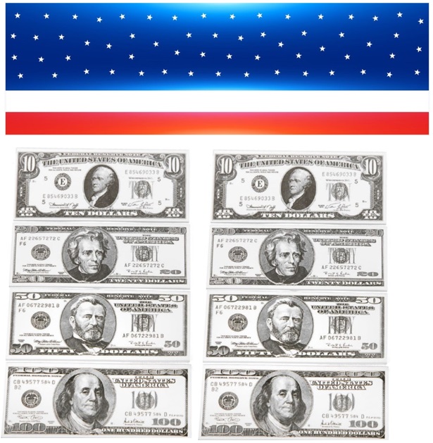 LOT DE 100 FAUX BILLETS DOLLARS AMERICAIN : décoration et
