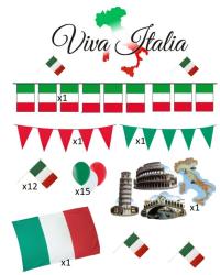 kit decoration de salle italie avec guirlande boule en papier drapeau italie