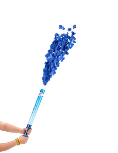 canon à confettis bleus