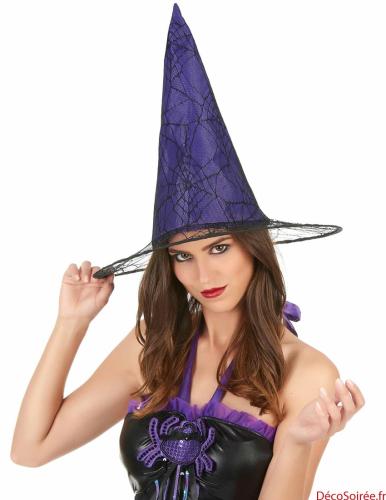 chapeau de sorcière violet tissu