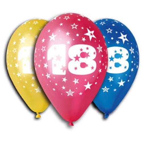 Ballons multicolores anniversaire 18 ans